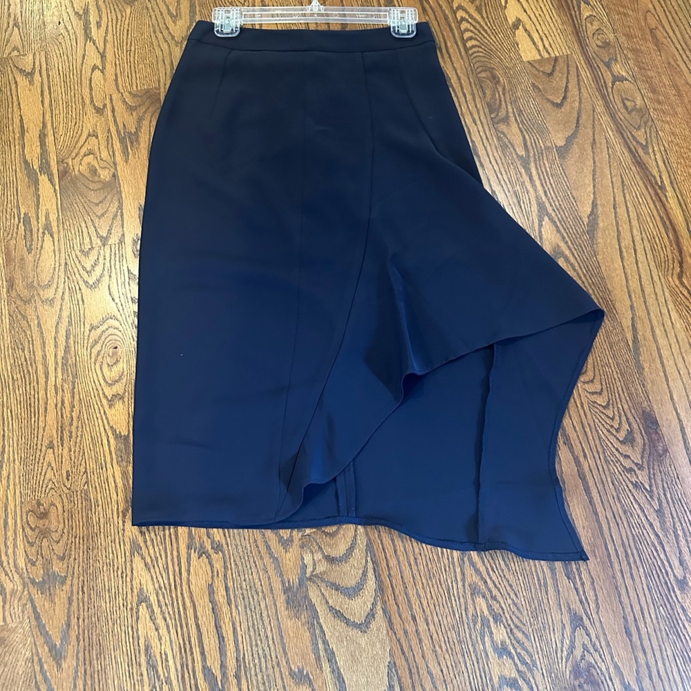 Express Super High Waisted Satin Ruffle Midi Skirt